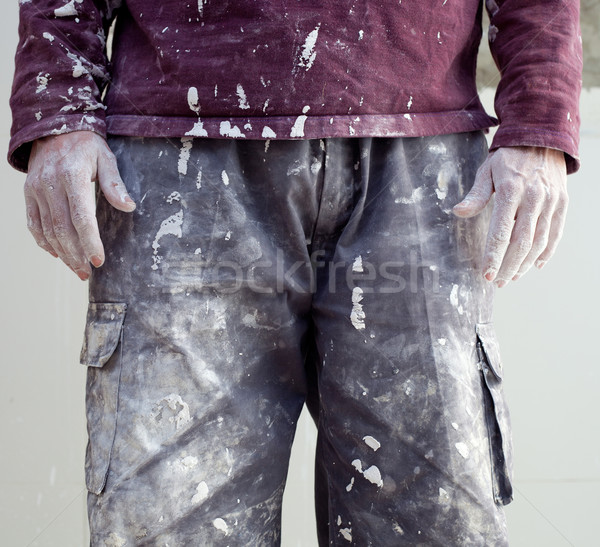Сток-фото: рук · грязные · брюки · художника · человека · белый