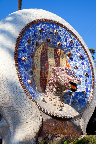 Barcelona Park Guell of Gaudi mosaic Snake Stock photo © lunamarina