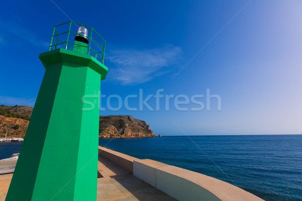 Groene vuurtoren baken Spanje haven middellandse zee Stockfoto © lunamarina