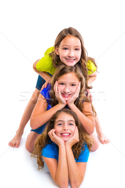 Stockfoto: Drie · kid · meisjes · vrienden · gelukkig