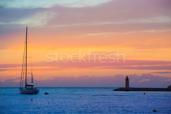 Port Sonnenuntergang Inseln Spanien Gebäude Stock foto © lunamarina