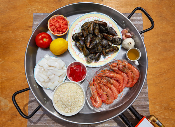 Seafood paella ingredients from Spain Stock photo © lunamarina
