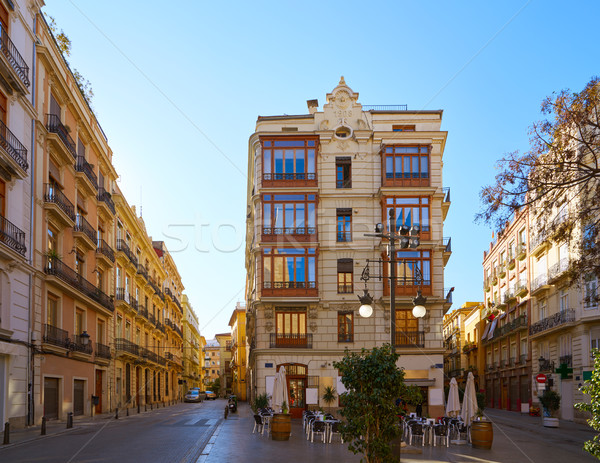 Valencia utcakép Spanyolország utca nyár kék Stock fotó © lunamarina