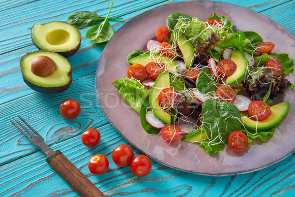 Avocado salad with sprouts tomatoes spinach Stock photo © lunamarina