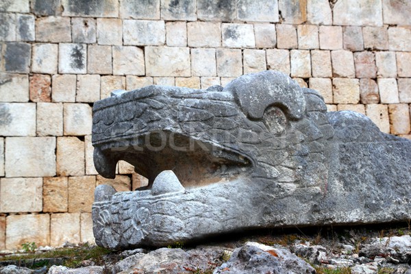 Stock photo: Chichen Itza serpent Mayan snake headl Mexico