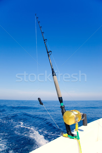 Stockfoto: Vissersboot · trolling · oceaan · gouden · staaf