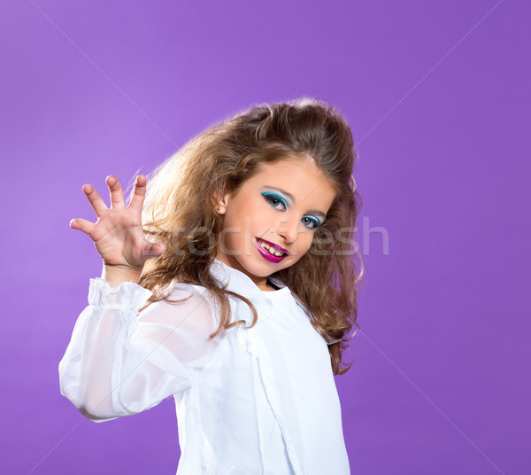 Children fashion scaring makeup kid girl on purple Stock photo © lunamarina