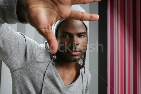 Afroamerikai fiatal afroamerikai férfi rap kezek divat Stock fotó © lunamarina