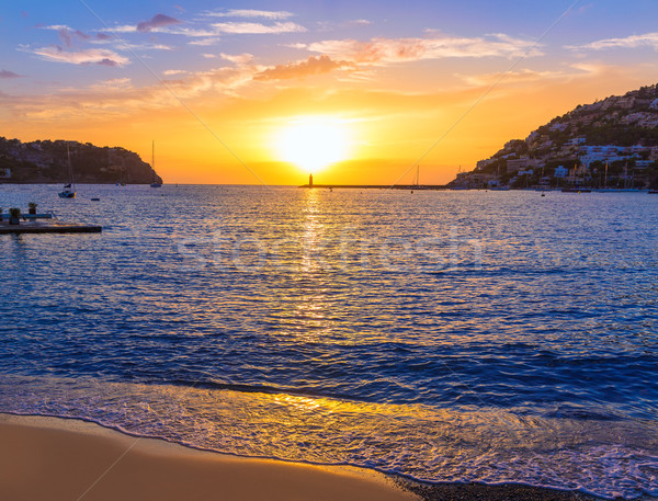 Mallorca kikötő naplemente szigetek Spanyolország nap Stock fotó © lunamarina