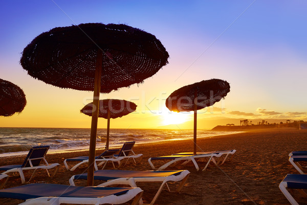 日落 海灘 西班牙 天空 雲 景觀 商業照片 © lunamarina