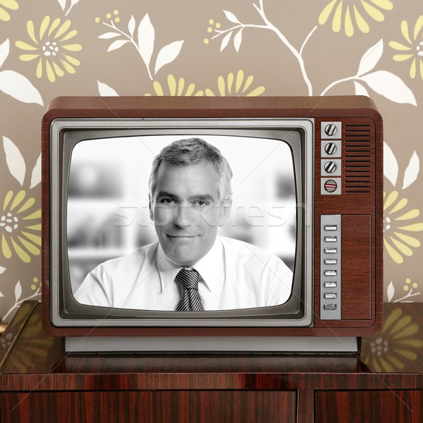 テレビ レトロな 木材 テレビ シニア ストックフォト © lunamarina