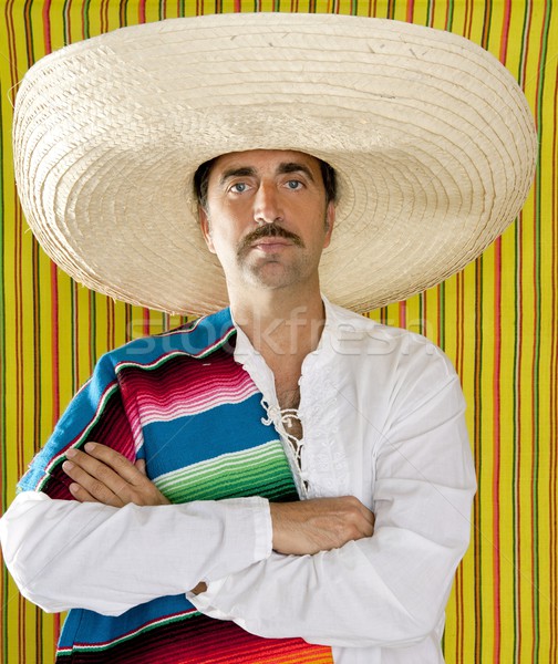 Mexican mustache man sombrero portrait shirt Stock photo © lunamarina