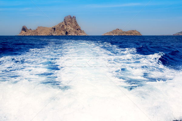 Ibiza Es Vedra from boat prop wash wake Stock photo © lunamarina