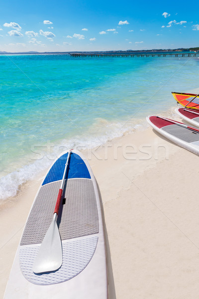 Platja de Alcudia beach Paddle surf board Mallorca Stock photo © lunamarina