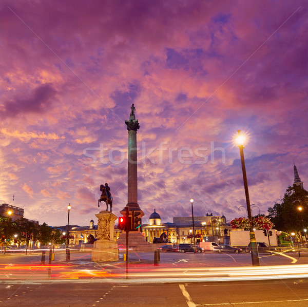 London Trafalgar Square sunset Nelson column Stock photo © lunamarina