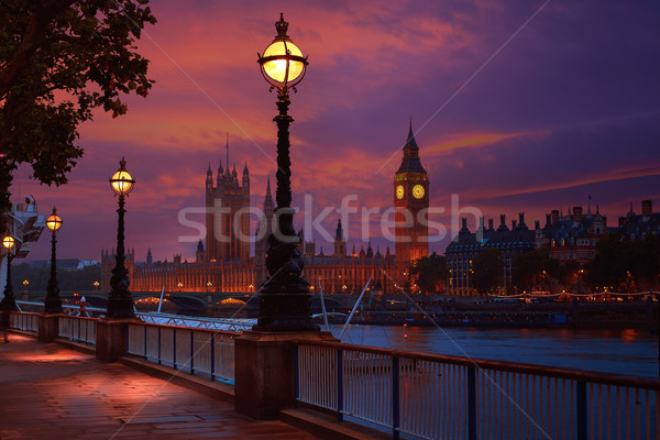 London sunset skyline Bigben and Thames Stock photo © lunamarina