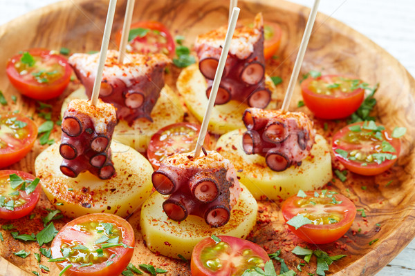 Stock photo: Galician Octopus a la Gallega tapas pinchos