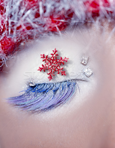 Christmas star makijaż oczu zimą czerwony srebrny Zdjęcia stock © lunamarina