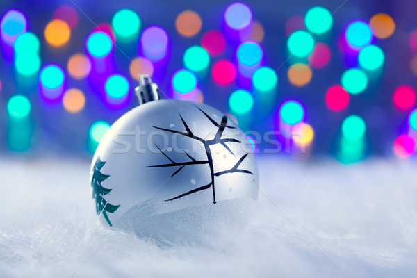 Christmas babule in silver with tree and lights Stock photo © lunamarina