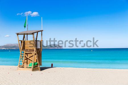 Сток-фото: пляж · спасатель · дома · бирюзовый · идиллический