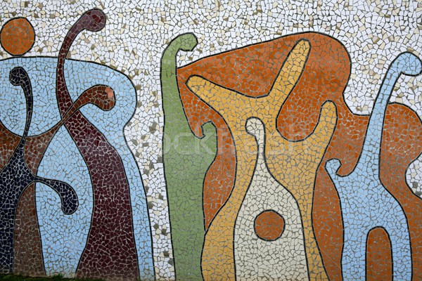 Mediterranean patchwork tiles mosaic wall Stock photo © lunamarina