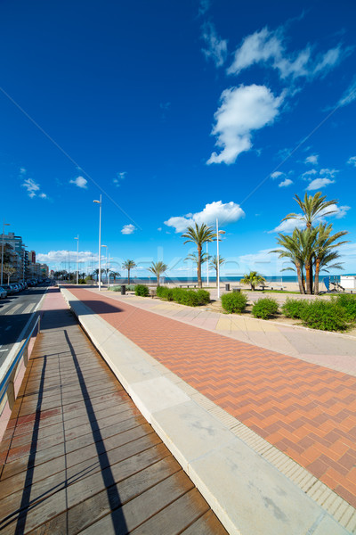 Plaja cu nisip marea mediterana mare Spania nori natură Imagine de stoc © lunamarina