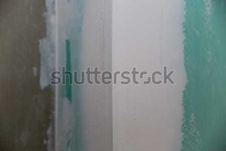 Gipszkarton zöld tapasz sarok ház fal Stock fotó © lunamarina