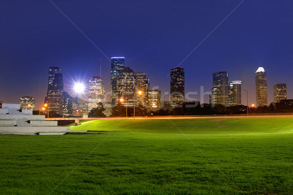 Houston gün batımı ufuk çizgisi Teksas park gökyüzü Stok fotoğraf © lunamarina