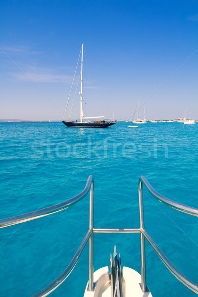 ストックフォト: ボート · 弓 · 島 · ターコイズ · 地中海 · 水