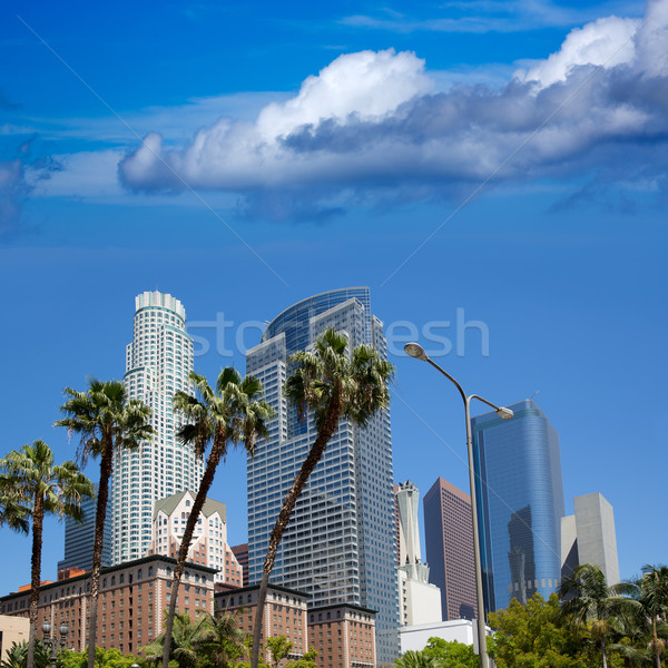 LA Downtown Los Angeles Pershing Square palm tress Stock photo © lunamarina