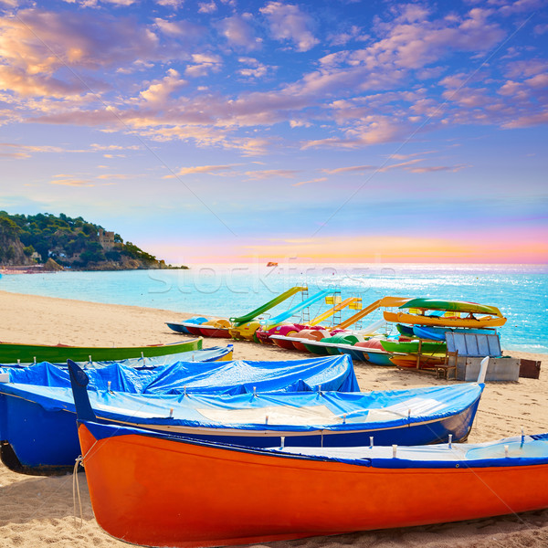 Lloret de Mar Sa Caleta beach in costa Brava of Catalonia  Stock photo © lunamarina