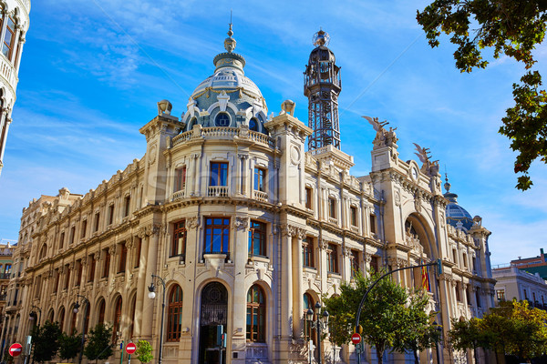 Valencia city Correos building Ayuntamiento square Stock photo © lunamarina