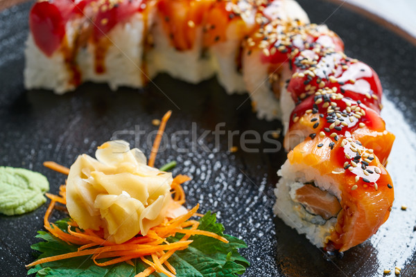 Rice Maki Sushi with salmon and tuna Stock photo © lunamarina
