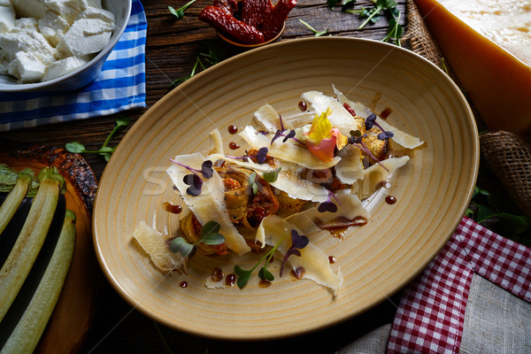 Aubergine fromages recette nourriture italienne table en bois dîner [[stock_photo]] © lunamarina