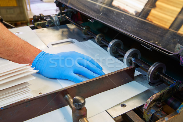 Stockfoto: Afdrukken · machine · print · fabriek · exploitant · hand