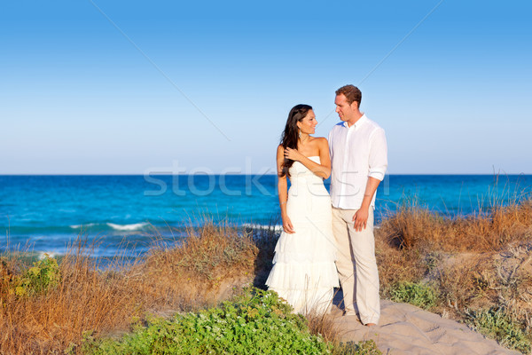Zdjęcia stock: Para · miłości · plaży · morze · Śródziemne · wydma · morza