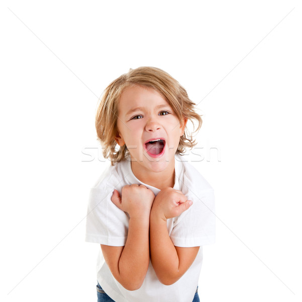 Photo stock: Enfants · excité · Kid · heureux · gagnant · isolé