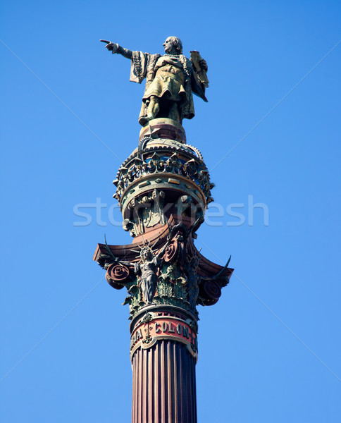 巴塞羅那 冒號 雕像 藍天 廣場 藍色 商業照片 © lunamarina