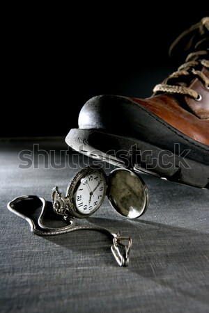 euro currency coin tread by a boot Stock photo © lunamarina