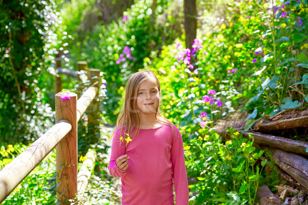 kid girl in spring track in Cuenca forest of Spain Stock photo © lunamarina