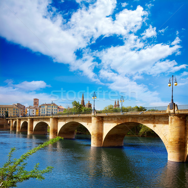 Way of Saint James in Logrono bridge Ebro river Stock photo © lunamarina