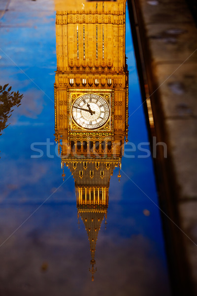 Big Ben reloj torre charco reflexión Londres Foto stock © lunamarina