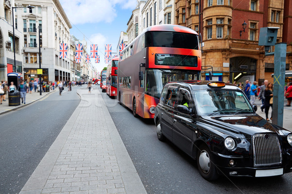 Londen bus oxford straat westminster taxi Stockfoto © lunamarina