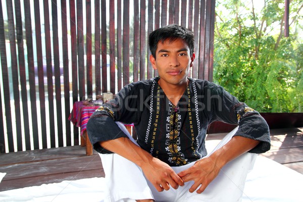 Mayan indian native man in jungle Latin American hut Stock photo © lunamarina