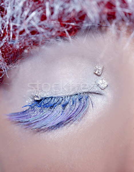 christmas concept eye makeup winter red silver macro Stock photo © lunamarina
