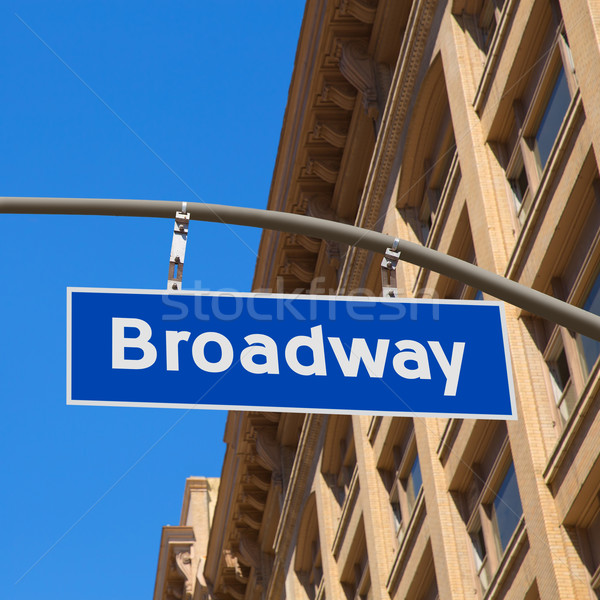 Broadway sokak Los Angeles yol işareti asılı iş Stok fotoğraf © lunamarina