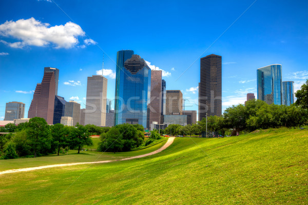 Houston Texas sziluett modern kék ég kilátás Stock fotó © lunamarina