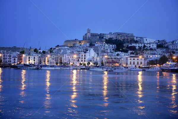 Stock photo: Ibiza island night harbor in Mediterranean