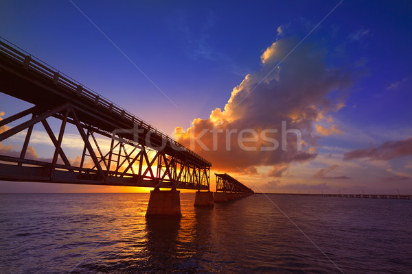 Florida Keys old bridge sunset at Bahia Honda Stock photo © lunamarina