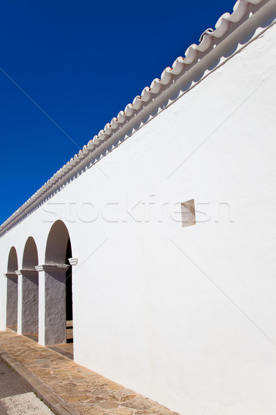 Ibiza Sant Mateu d Albarca San Mateo white church Stock photo © lunamarina